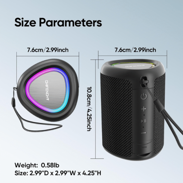 Portable Bluetooth Speaker with Lights, Powerful Crystal Clear Sound, IPX5 Waterproof, All Day Playtime, AUX&TF-Card Input, Bluetooth 5.3, TWS Paring, Small Wireless Speaker for Outdoor, Gift Ideas - Image 4