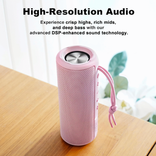 MIATONE Boombox Outdoor Portable Bluetooth Speaker Waterproof Wireless Speakers Gifts for Women Mothers Mom Wife Her - Pink - Image 4