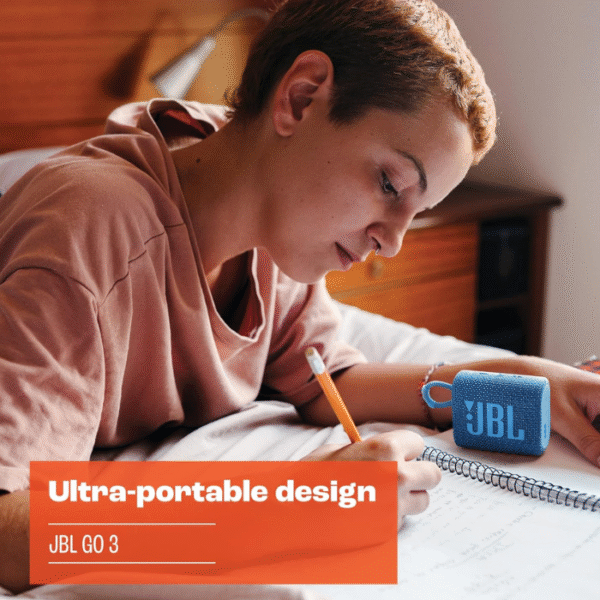 JBL Go 3 Eco - Portable Mini Bluetooth Speaker, big audio and punchy bass, IP67 waterproof and dustproof, 5 hours of playtime, Made in part with recycled materials (Eco Blue) - Image 3