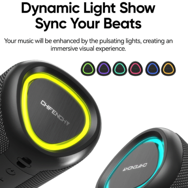 Portable Bluetooth Speaker with Lights, Powerful Crystal Clear Sound, IPX5 Waterproof, All Day Playtime, AUX&TF-Card Input, Bluetooth 5.3, TWS Paring, Small Wireless Speaker for Outdoor, Gift Ideas - Image 2