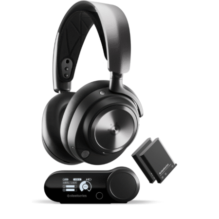 SteelSeries Arctis Nova Pro Wireless Multi-System Gaming Headset - Premium Hi-Fi Drivers - Active Noise Cancellation - Infinity Power System - Stealth Retractable Mic - PC, PS5/PS4, Switch, Mobile