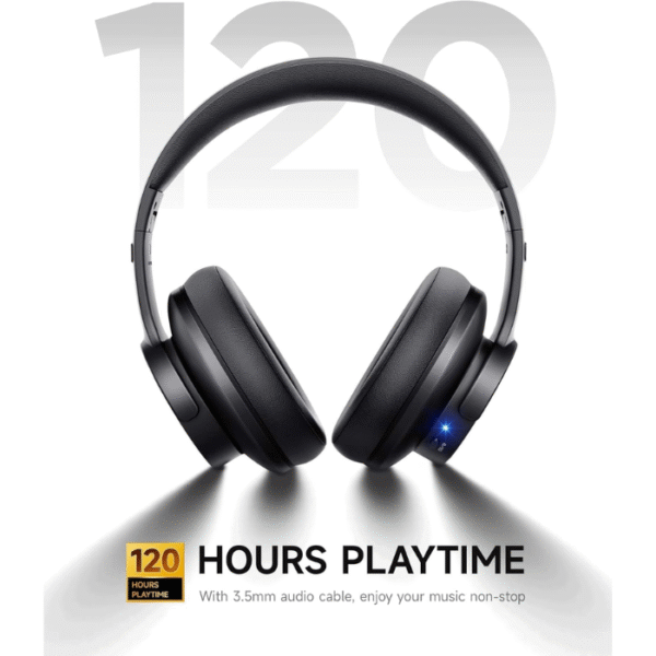 Picun B8 Bluetooth Headphones, 120H Playtime Headphones Wireless Bluetooth with 3 EQ Modes, Low Latency, Hands-Free Calls, Over Ear Headphones for Travel Home Office Cellphone PC Black - Image 4