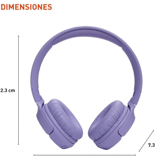 JBL Tune 520BT - Wireless On-Ear Headphones, Up to 57H Battery Life and Speed Charge, Lightweight, Comfortable and Foldable Design, Hands-Free Calls with Voice Aware (Purple) - Image 3