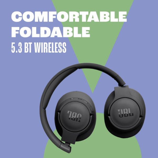 JBL Tune 720BT - Wireless Over-Ear Headphones with JBL Pure Bass Sound, Bluetooth 5.3, Up to 76H Battery Life and Speed Charge, Lightweight, Comfortable and Foldable Design (Black) - Image 2