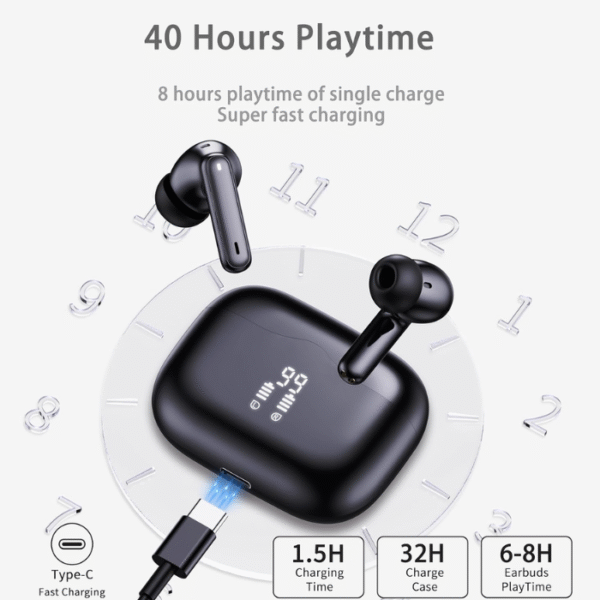 Wireless Earbuds, 2025 Bluetooth 5.4 Headphones in Ear with 4 ENC Noise Cancelling Mic, New Wireless Earphones HiFi Stereo Deep Bass 40H Playtime, LED, In-Ear Bluetooth Ear Buds IP7 Waterproof, USB-C - Image 2
